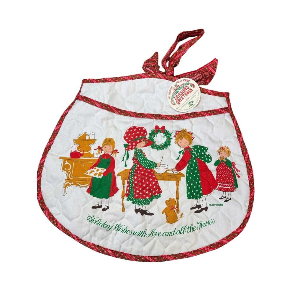 NWT Vintage 1970’s Holly Hobbie Christmas Apron Quilted American Greetings